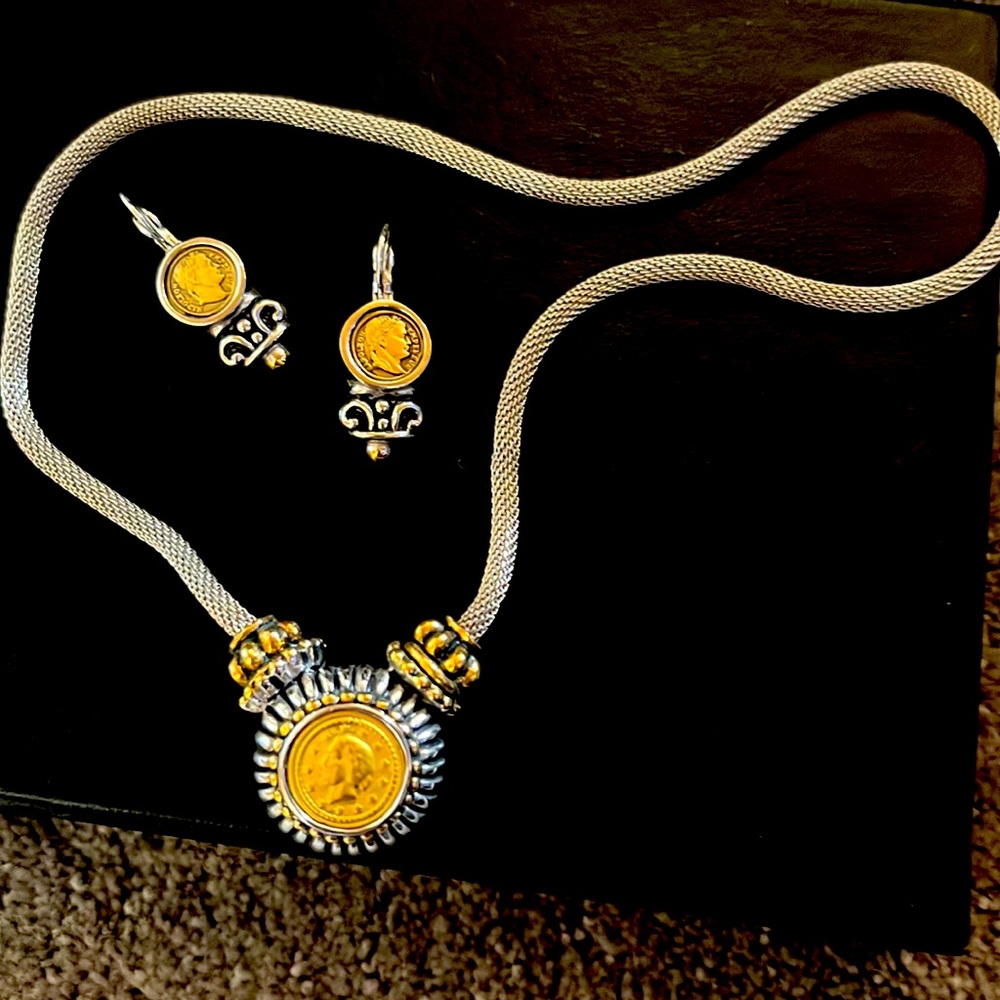 Beautiful gold and silver necklace with earrings
